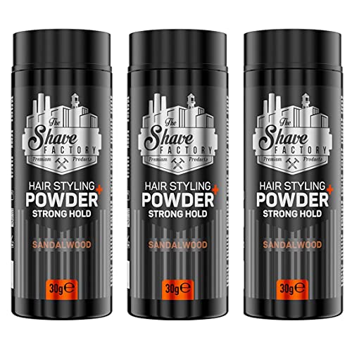 The Shave Factory Hair Styling Powder 30g Strong | Haar Styling Puder Volumenpuder Männer Styling | für den lässigen Look | entspanntes Styling für Ihn | Einfaches Styling (3 Packungen Strong) von the shave factory