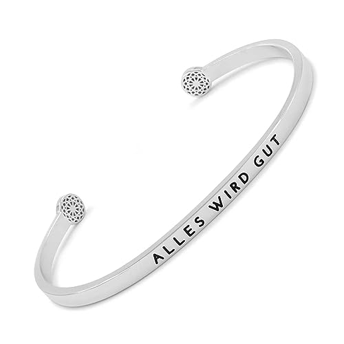 SIMPLE PLEDGE | Alles wird gut Armreif | Armband Damen mit Gravur in Silber | Perfekt als Schmuck Geschenk | Schwarze Gravur von the simple pledge