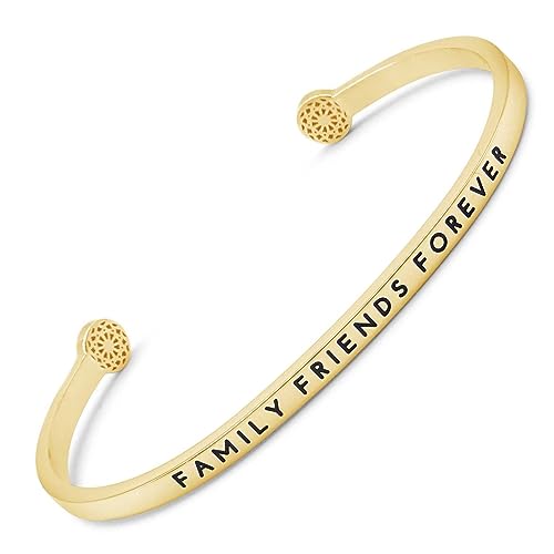 SIMPLE PLEDGE | Family Friends Forever Armreif | Armband Damen mit Gravur in Silber, Gold, Roségold | Perfekt als Schmuck Geschenk | Schwarze Gravur von the simple pledge