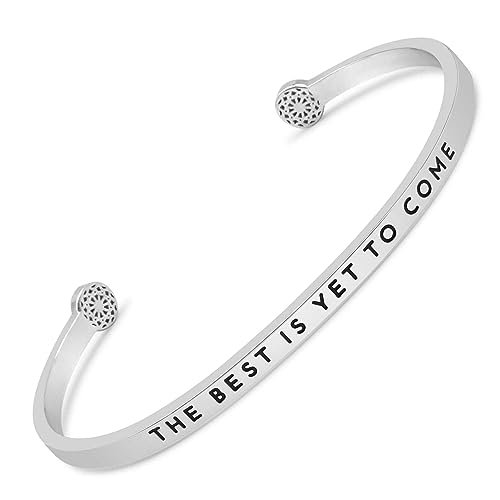 SIMPLE PLEDGE | The Best is yet to come Armreif | Armband Damen mit Gravur in Silber, Gold, Roségold | Perfekt als Schmuck Geschenk | Schwarze Gravur von the simple pledge