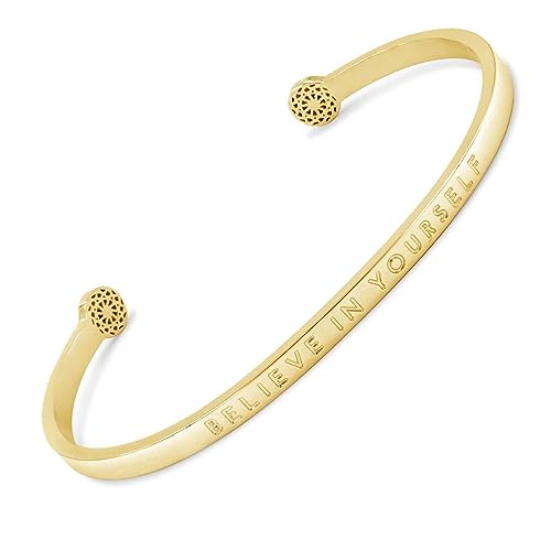 SIMPLE PLEDGE | Believe in Yourself Armreif | Armband Damen mit Gravur in Silber, Gold, Roségold | Perfekt als Schmuck Geschenk | Blindgravur von the simple pledge