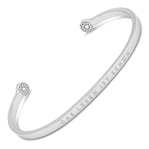 SIMPLE PLEDGE | Das Leben ist Schön Armreif | Armband Damen mit Gravur in Silber, Gold, Roségold | Perfekt als Schmuck Geschenk | Blindgravur von the simple pledge