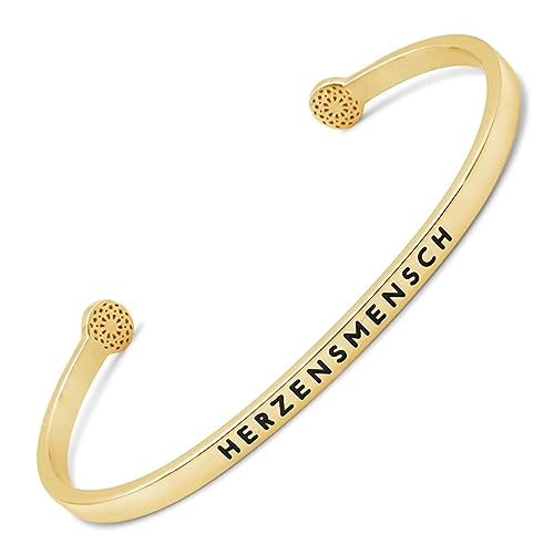 SIMPLE PLEDGE | Herzensmensch Armreif | Armband Damen mit Gravur in Silber, Gold, Roségold | Perfekt als Schmuck Geschenk | Schwarze Gravur von the simple pledge