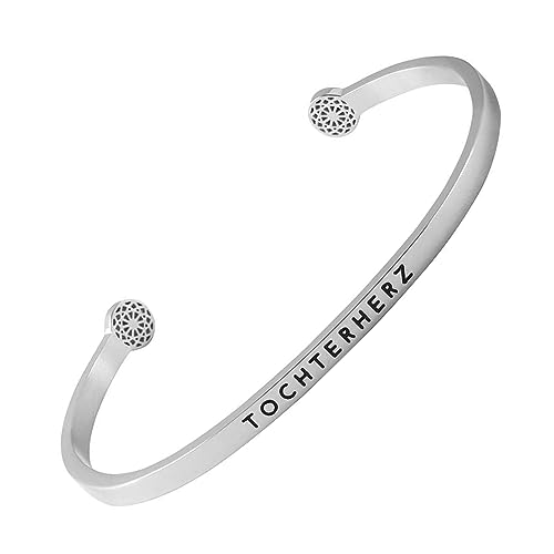 SIMPLE PLEDGE | Tochterherz Armreif | Armband Damen mit Gravur in Silber, Gold, Roségold | Perfekt als Schmuck Geschenk | Schwarze Gravur von the simple pledge