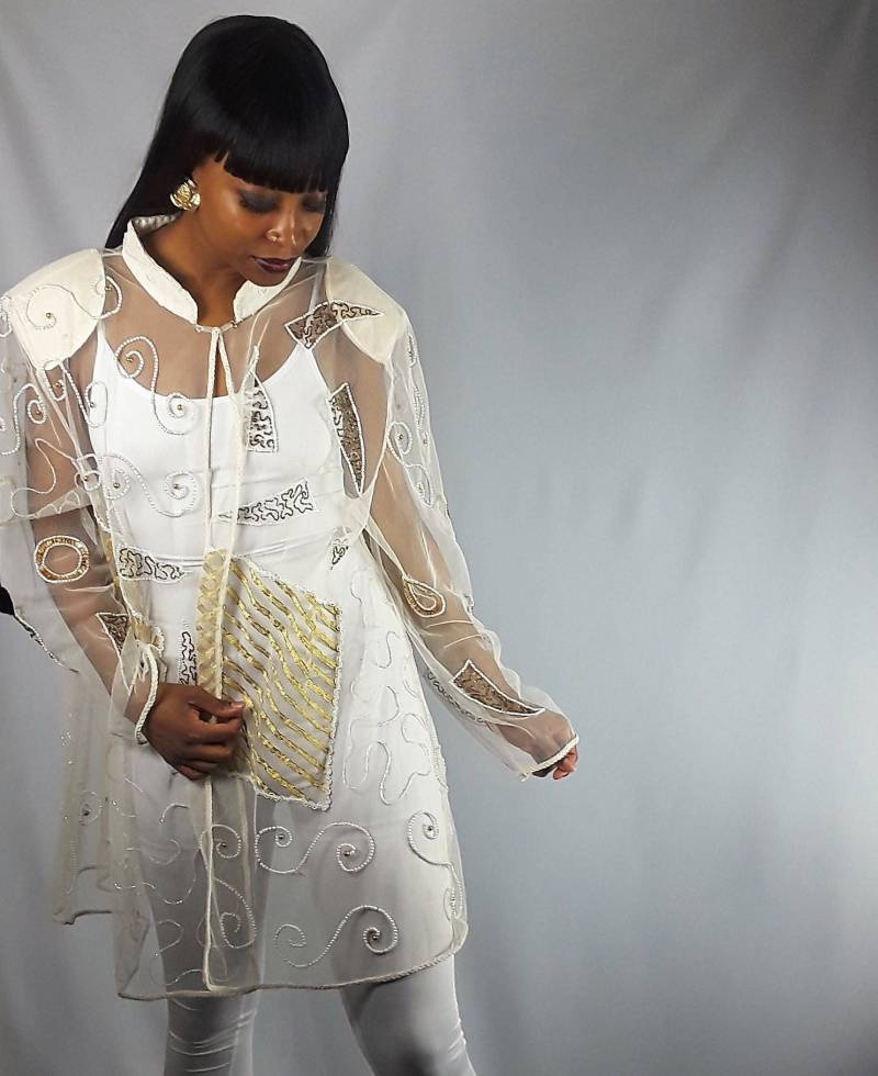 1980Er Jahre Vintage Schiere Perlen Jacke Von Jaisgumo von theBlondeGazelle