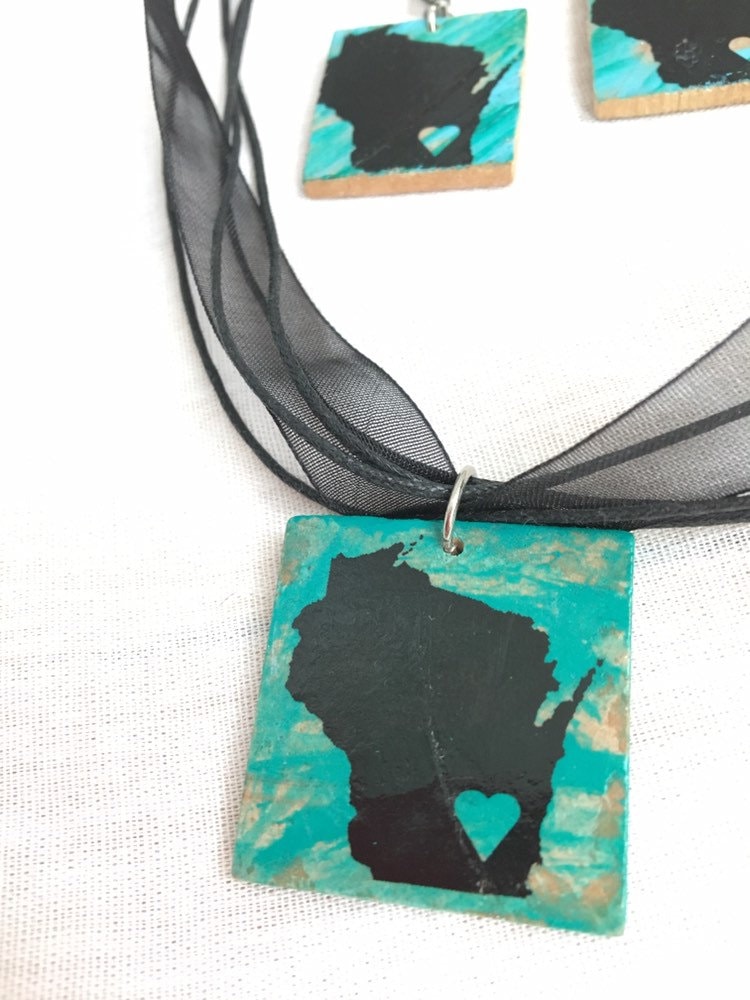 Ich Liebe Wisconsin Halskette Und Ohrringe Set Ich Liebe Wisconsin Halskette Und Ohrringe Set von theColorDoor