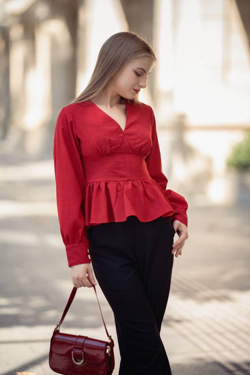 Flachs-Bluse/Leinen-Bluse Mit Langen Ärmeln Büro-Bluse Abschluss-Leinen-Bluse Frauen Tagesgeschenk Geschenk Für Frau Sie von theLABERA