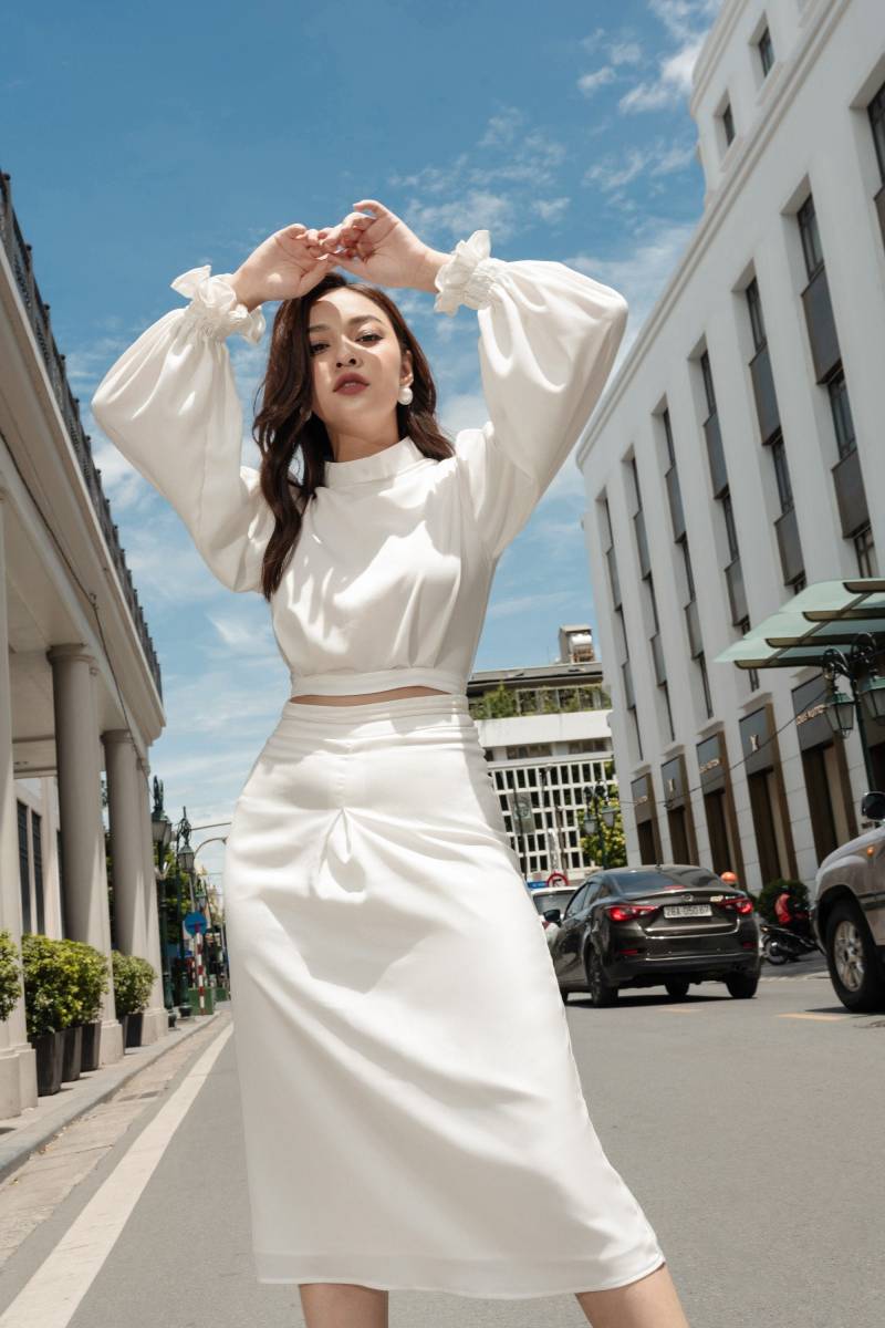 Seide Puffärmel Top - Frauen Seidenbluse Langarm Bluse Sommer Geschenk Für Sie Valentinstag von theLABERA