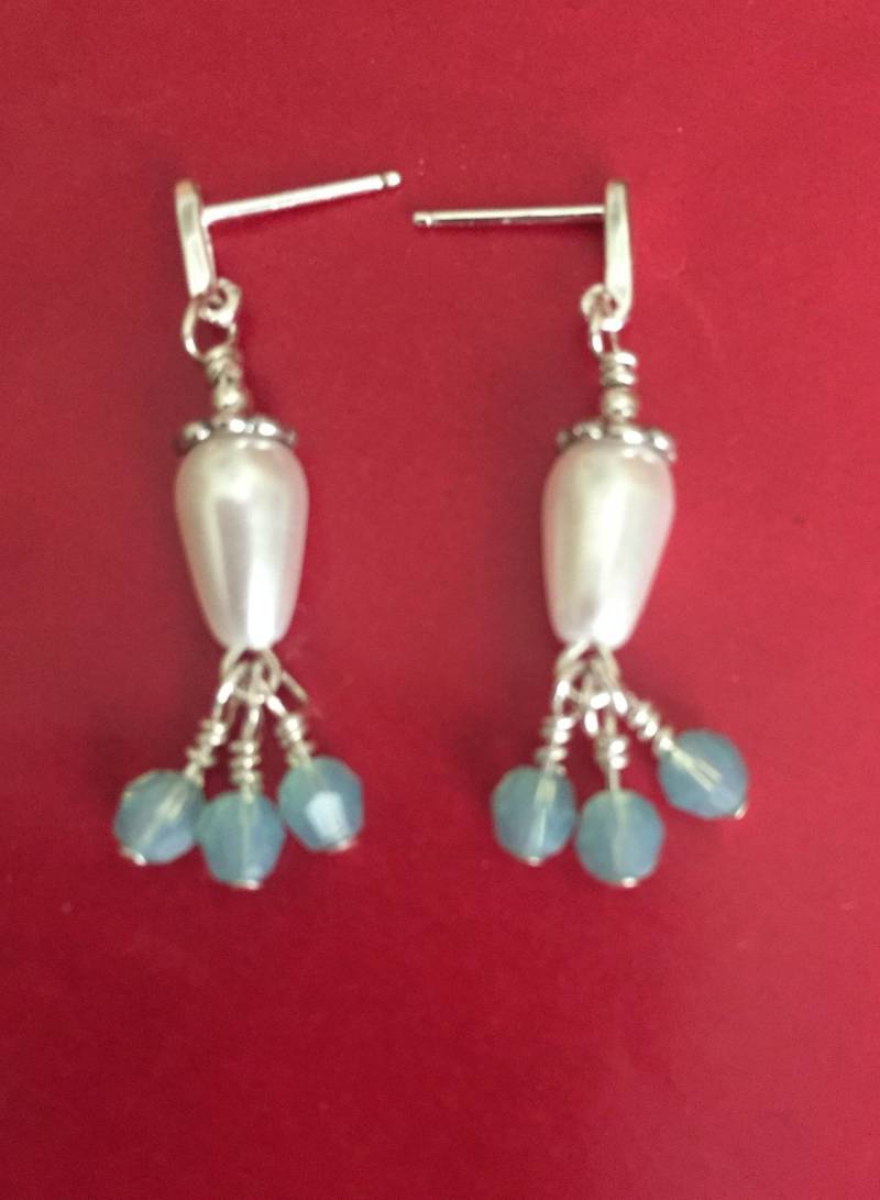 sterling Silber, Zuchtperlen in Tropfenform Und Swarovski Kristall Baumelt - Einfach Göttlich von thePearlyPanoply