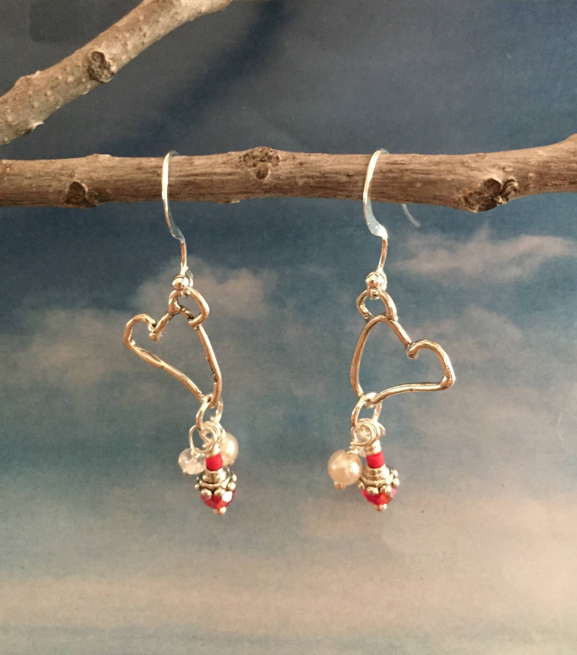 sterling Silber Artisan Herz Ohrringe Mit Baumeln sterling Silber Artisan Herz Ohrringe Mit Baumeln von thePearlyPanoply