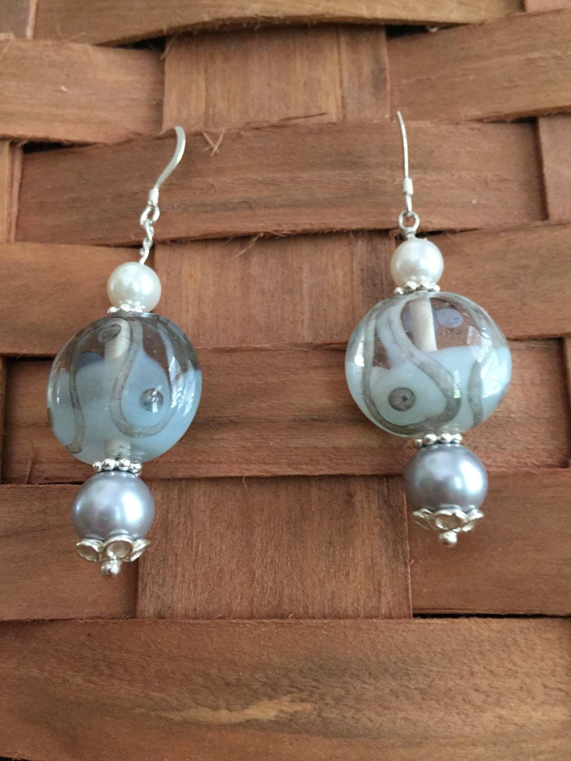 sterling Silber Glasperlen Und Perlen Ohrringe sterling Silber Glasperlen Und Perlen Ohrringe von thePearlyPanoply
