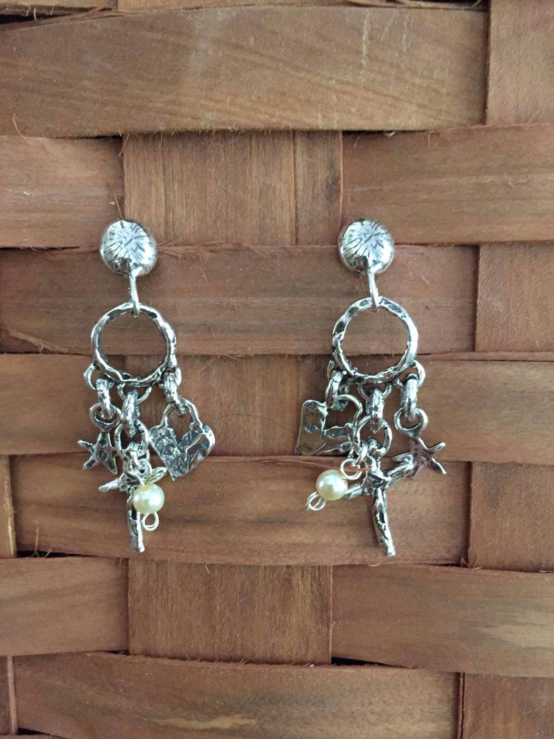 sterling Silber Handwerker Rustikalen Kronleuchter Ohrringe sterling Silber Handwerker Rustikalen Kronleuchter Ohrringe von thePearlyPanoply