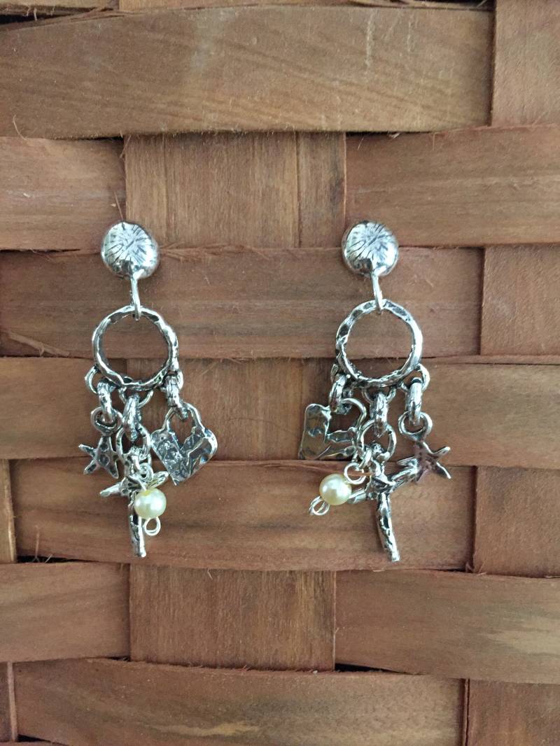 sterling Silber Handwerker Rustikalen Kronleuchter Ohrringe sterling Silber Handwerker Rustikalen Kronleuchter Ohrringe von thePearlyPanoply