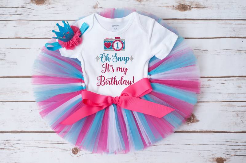 Oh Snap It's My Birthday Tutu Set "Foto Punks" Kamera Cake Smash Outfit, Ein Jahr Im Blitzlicht Fotografie Geburtstagsthema 2 3 4 5 6 von thePhotoPunks