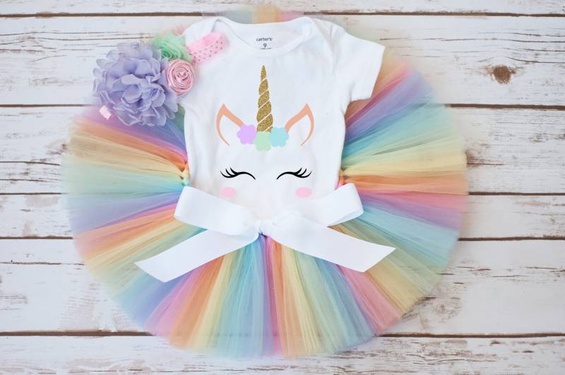 Pastell Regenbogen Einhorn Outfit Geburtstag Mädchen von thePhotoPunks