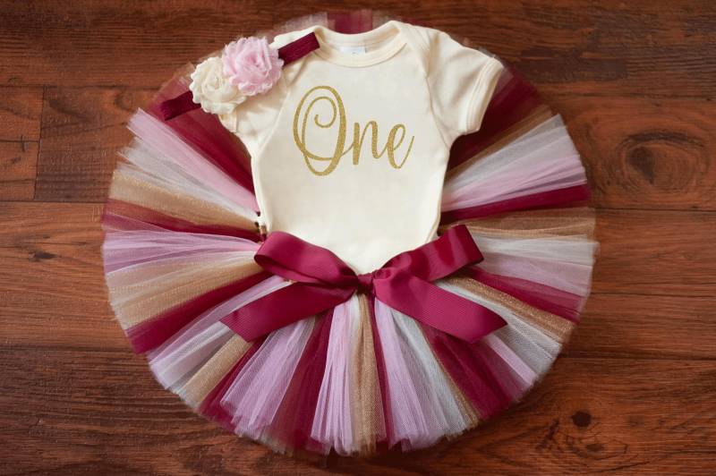 Rosa Und Gold Erster Geburtstag Outfit "Joy' 12 Monate Tutu, Herbst Geburtstag, Kuchen Smash Tutu Set von thePhotoPunks