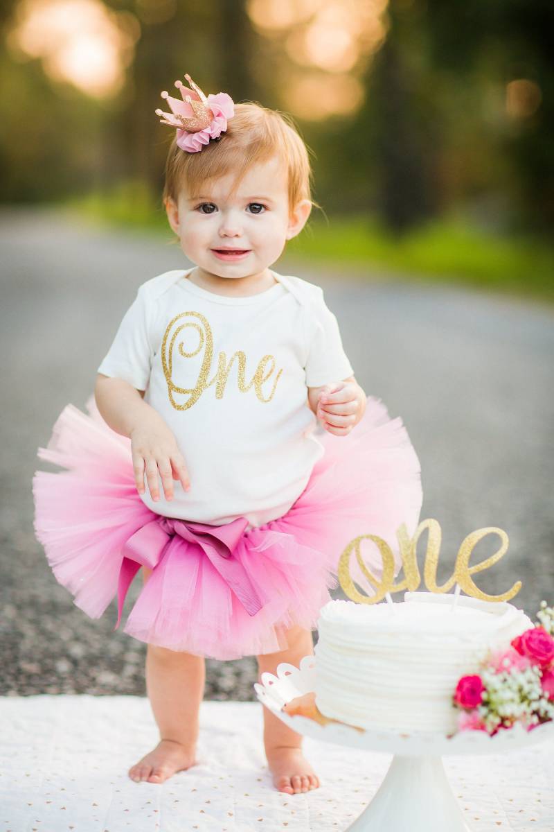 Rosé Gold Mädchen Erste Geburtstag Outfit "Rosy' Cake Smash von thePhotoPunks