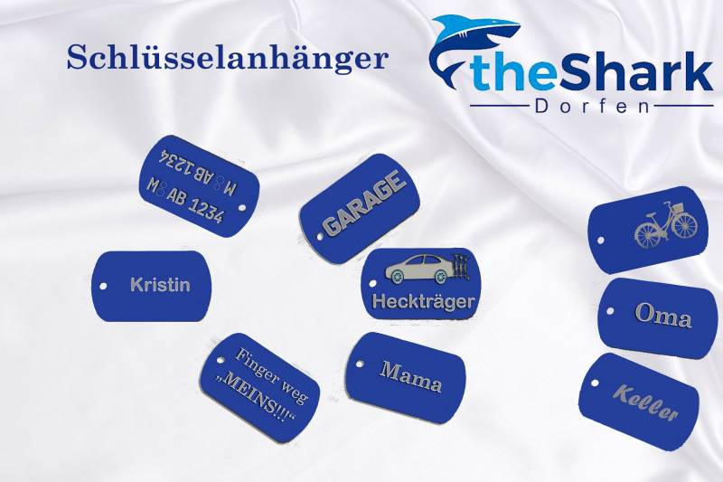 Schlüsselanhänger , Gravurschild, Markierungschild, Schlüsselschutz, Farbige Schlüsselzuordnung, Schlüsselfinder, Schlüsseelschutz von theSharkDesign