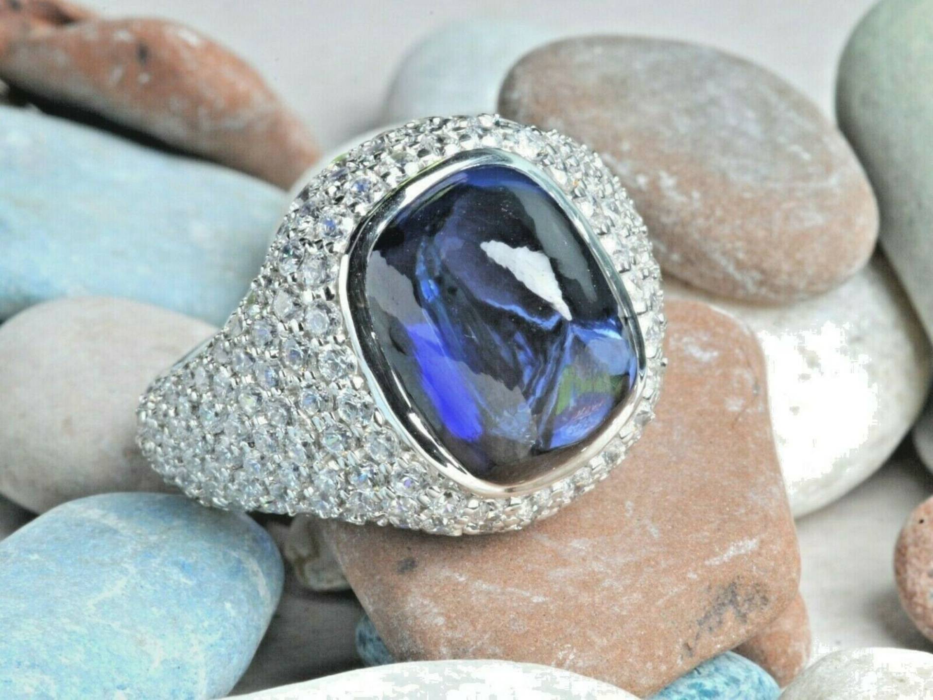 Cocktail Ring Blauer Saphir Zuckerhut Schmuck Für Frauen 925 Sterling Silber Funkelnde Feine Handgefertigte Zirkonia Adastra von theadastrajewelry