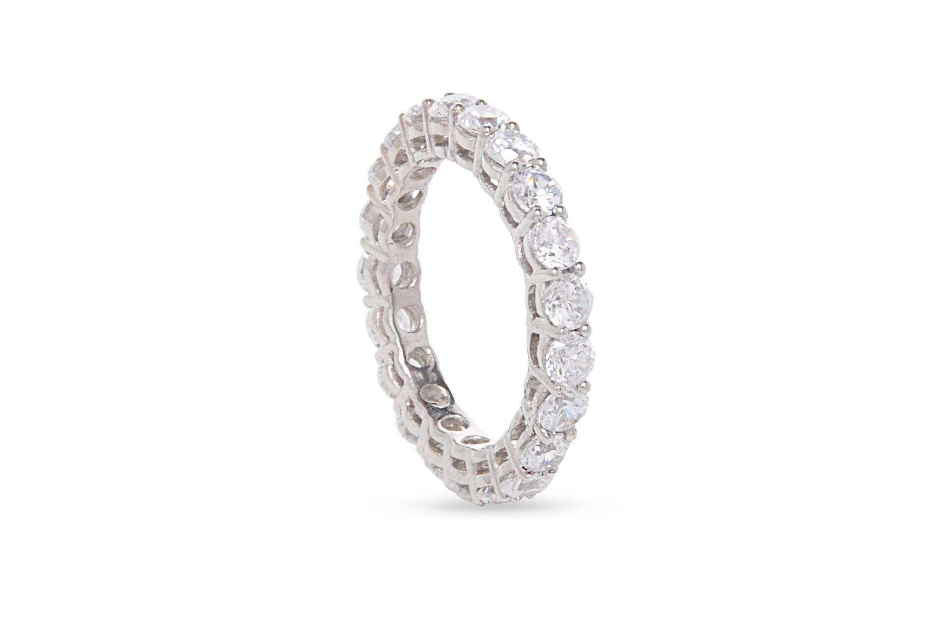 Eternity Band Ring Für Frauen 3mm Weiß Runde 925 Sterling Silber Feine Handgemachte Cz Hochzeit Tragen Schmuck Größe in 5 - Adastra von theadastrajewelry