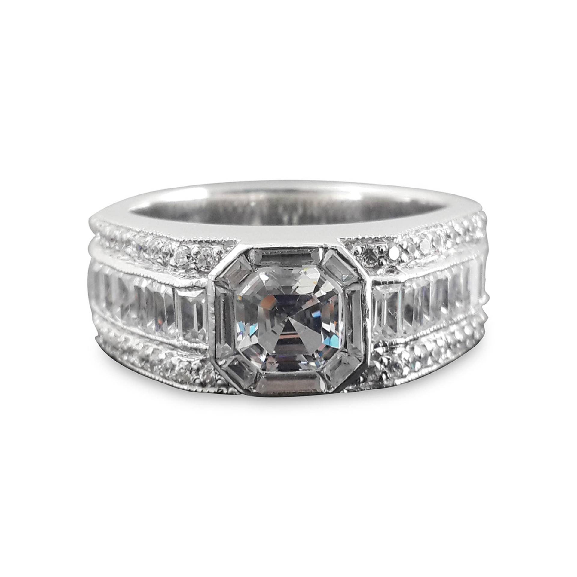 Rechte Hand Ring Für Männer 925 Sterling Silber Weiß Asscher-Schnitt Nieten Schmuck Verlobung Tragen Zirkonia Band Adastra Jewelry von theadastrajewelry