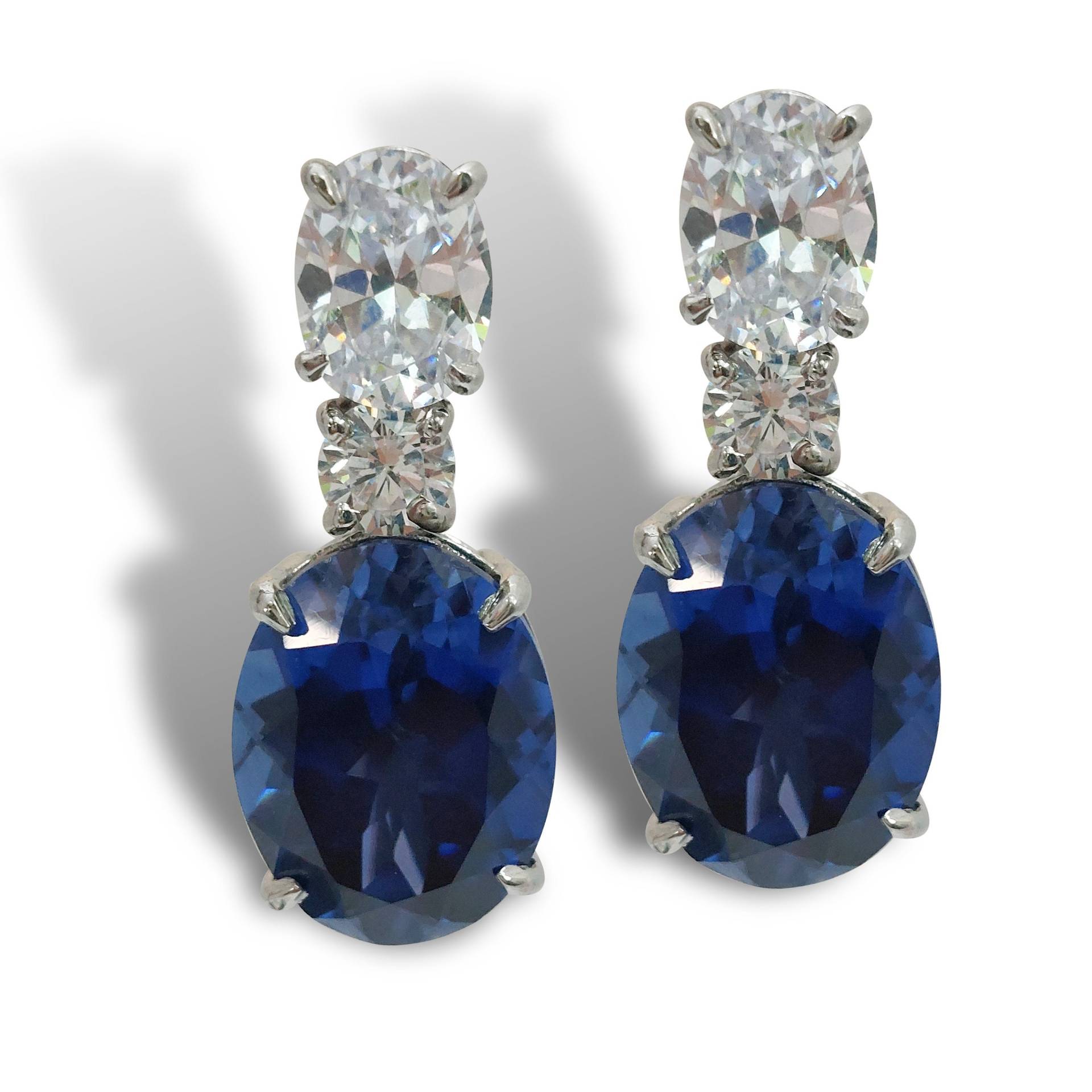 Sapphire Baumeln Ohrringe Für Frauen 925 Sterling Silber Blau Oval Form Brilliant-Cut Check Out Cz Party Wear | Adastra Schmuck von theadastrajewelry