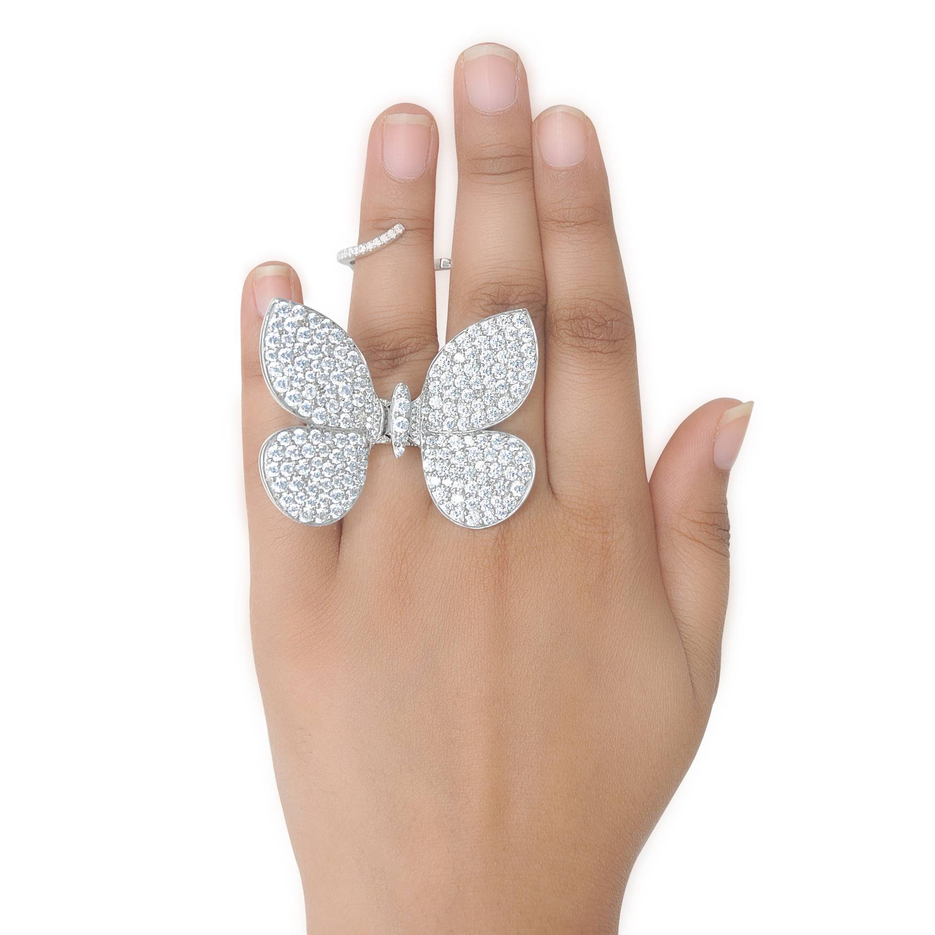 Statement Ring Für Frauen 925 Sterling Silber Weiß Funkelnden Schmetterling Schmuck Voll Besetzte Königliche Party Tragen Cz Adastra von theadastrajewelry