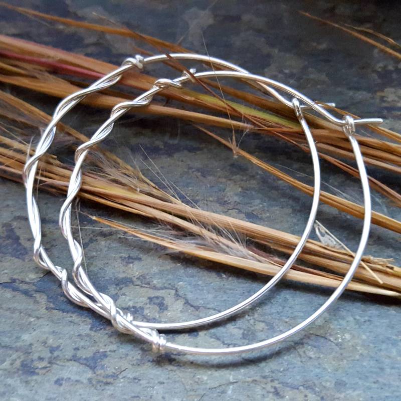 2" Wählen Sie Ihre Metall Große Creolen Ohrringe Sterling Silber Silber Reifen Einfach Gold Handarbeit Von Thebeadedlily von thebeadedlily