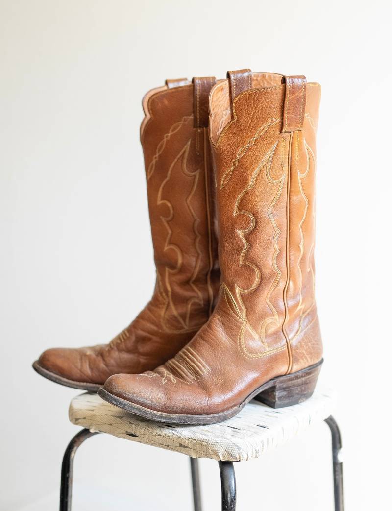 Vintage Bestickte Leder Cowboy-Stiefel 10.5 - 70S Style von thebestfit