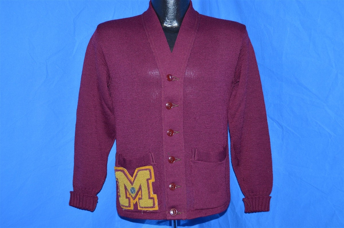 40Er Jahre Lyn Del Sportswear Maroon Vintage Letterman Strickjacke Pullover Small 40Er Jahre Lyn Del Sportswear Maroon Vintage Letterman Strickjacke Pullover Small von thecaptainsvintage