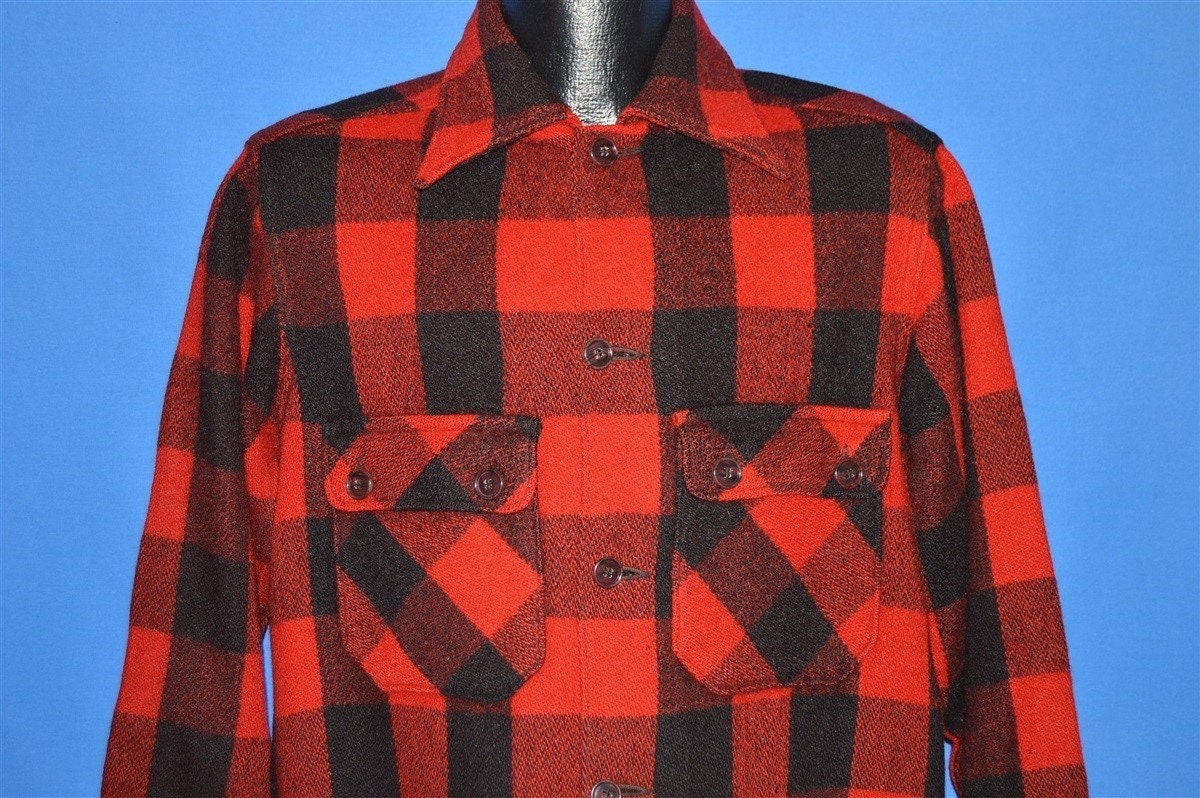 40Er Jahre Rot Kariertes Wollkariertes Jagdhemd Large 40Er Jahre Rot Kariertes Wollkariertes Jagdhemd Large von thecaptainsvintage