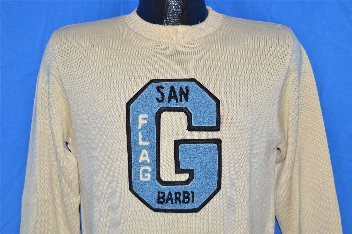 40S San Barbi Flagge G Letterman Off-White Vintage Pullover Small 40S San Barbi Flagge G Letterman Off-White Vintage Pullover Small von thecaptainsvintage
