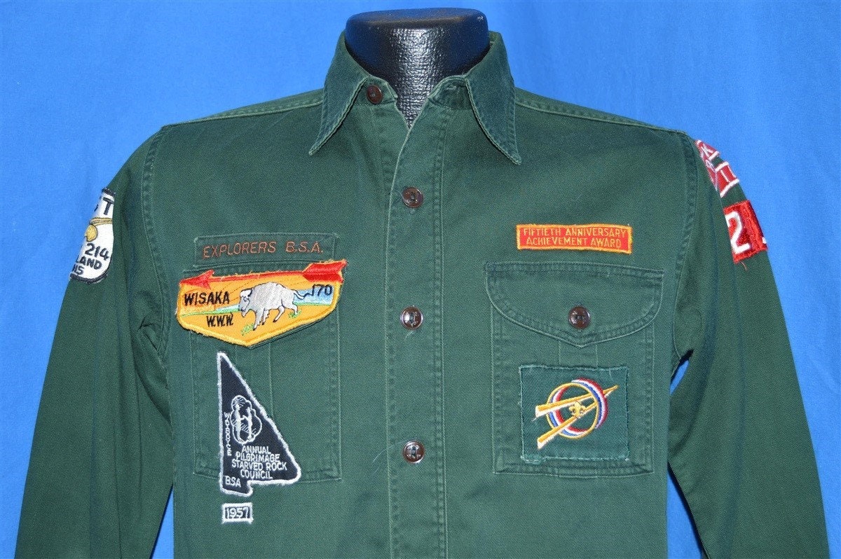 50Er Jahre Entdecker Scout Bsa Rock Island Shirt Medium von thecaptainsvintage
