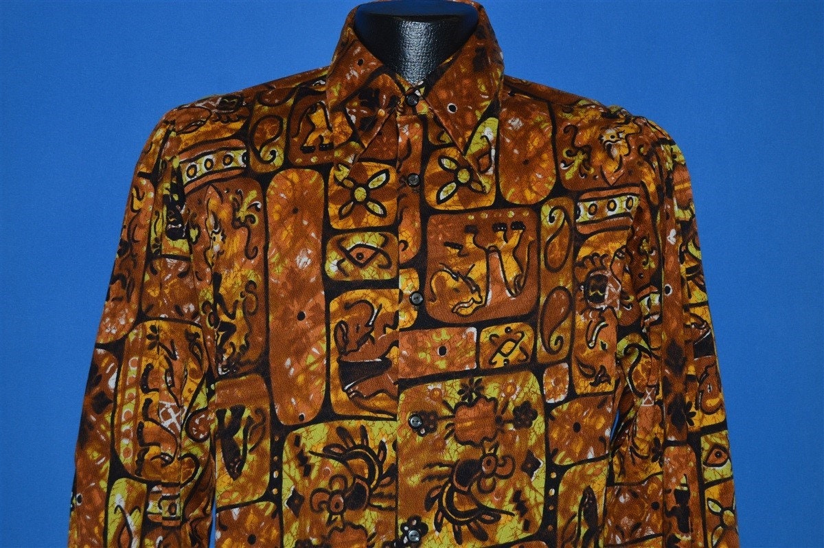 60Er Jahre Da Vinci Tiki Muster Hawaii Hemd Medium 60Er Jahre Da Vinci Tiki Muster Hawaii Hemd Medium von thecaptainsvintage