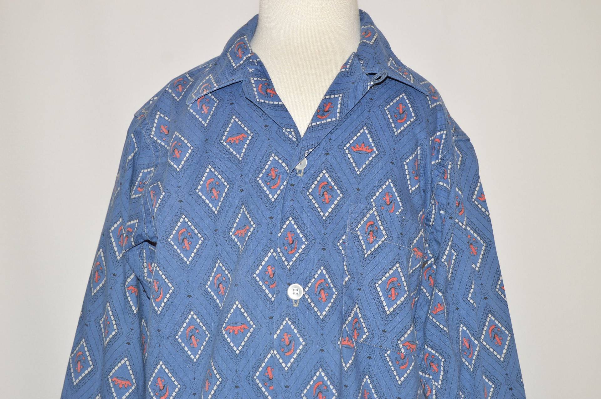 60Er Jahre Diamanten Krone Helmmuster Button Down Jugend Medium 60Er Jahre Diamanten Krone Helmmuster Button Down Jugend Medium von thecaptainsvintage