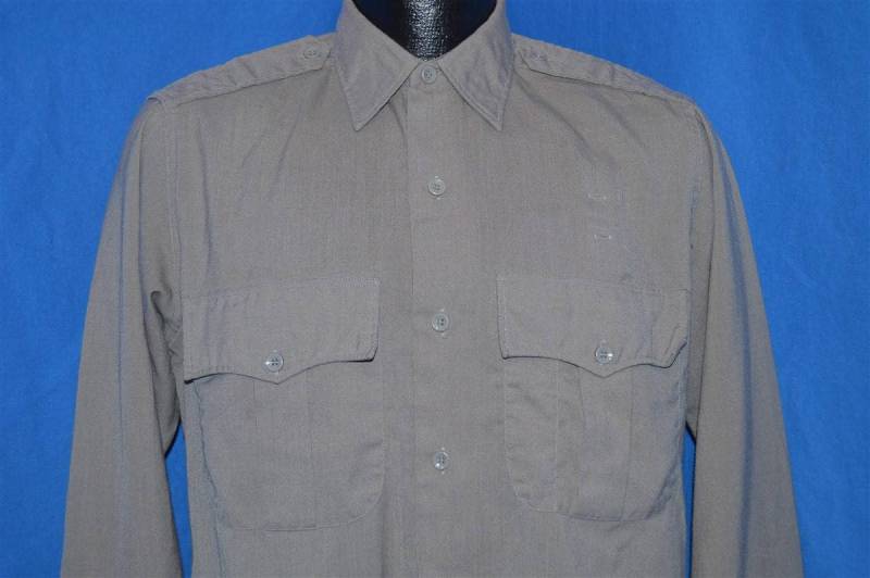 60S Fliegendes Kreuz Washemups Graues Uniform Button Down Shirt Medium 60S Fliegendes Kreuz Washemups Graues Uniform Button Down Shirt Medium von thecaptainsvintage