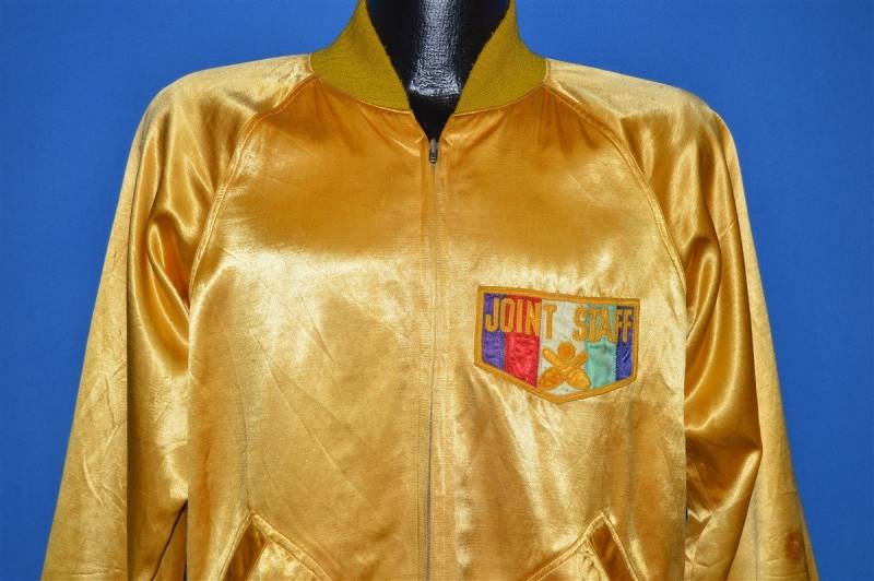 60S Gelenk Staff Wende-Satin Bowling Jacke Medium 60S Gelenk Staff Wende-Satin Bowling Jacke Medium von thecaptainsvintage
