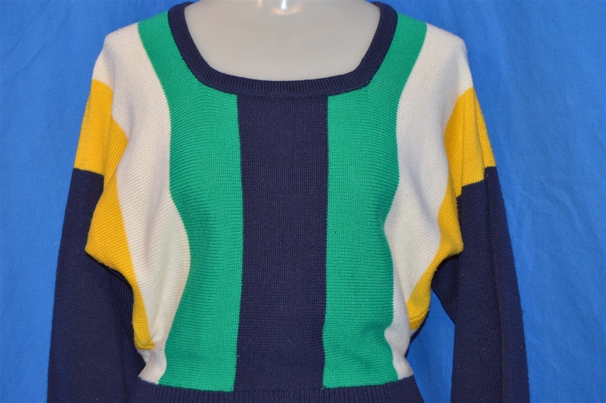 60S Stylish Damen Marine Blau Multi Gestreift Vintage High Waist Pullover S 60S Stylish Damen Marine Blau Multi Gestreift Vintage High Waist Pullover S von thecaptainsvintage