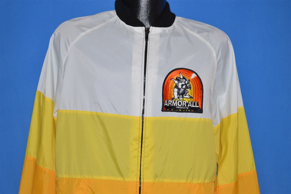 70Er Jahre Armor All Gestreifte Windbreaker Jacke Large von thecaptainsvintage