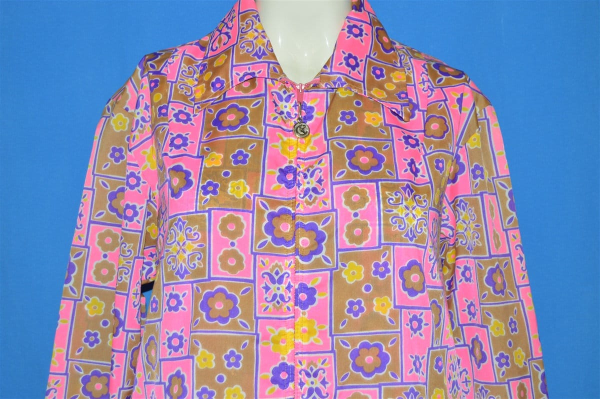 70Er Jahre Blumen Zip-Up Leichte Damen Jacke Extra Groß 70Er Jahre Blumen Zip-Up Leichte Damen Jacke Extra Groß von thecaptainsvintage