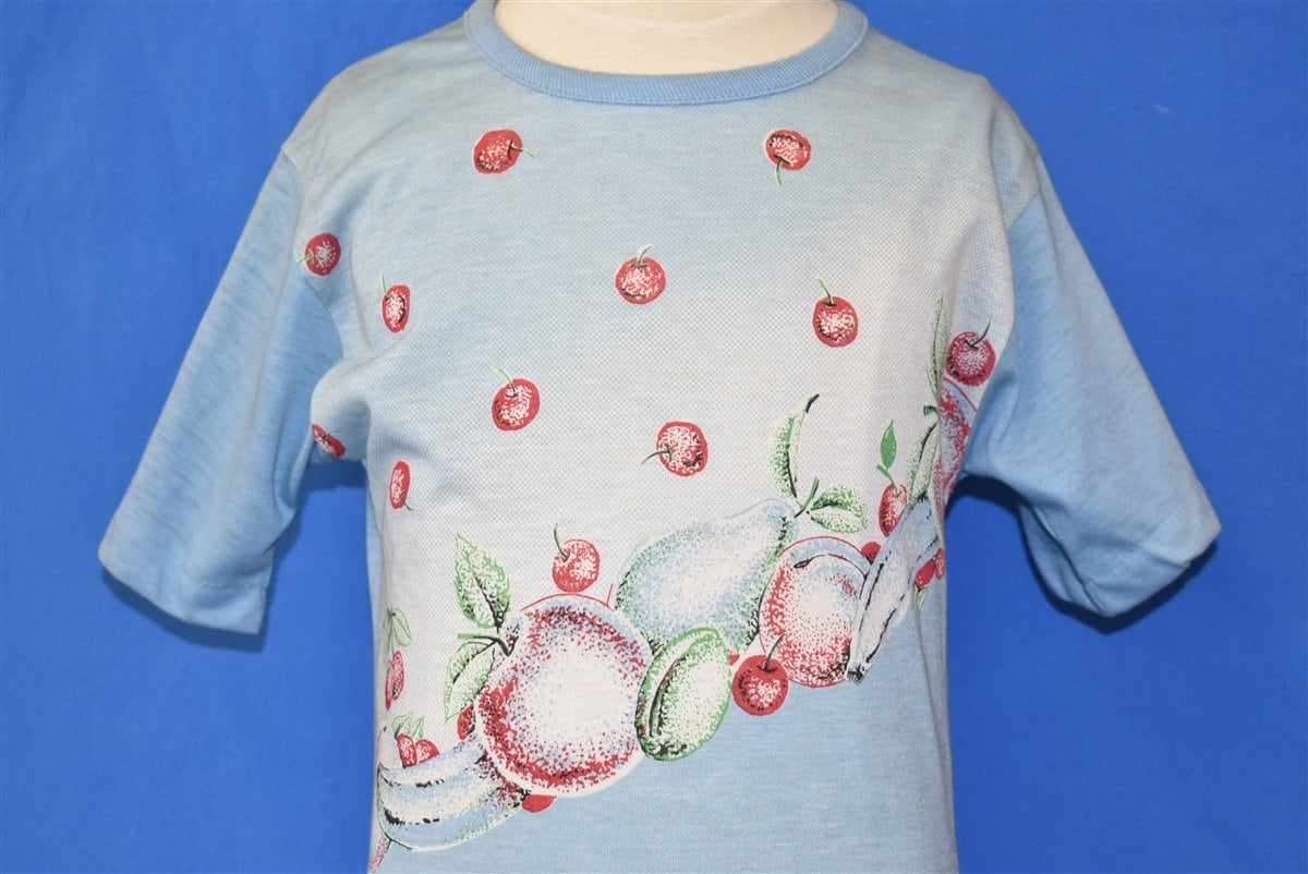 70Er Jahre Obstsalat Kirschen Bananen T-Shirt Jugendstil Medium von thecaptainsvintage