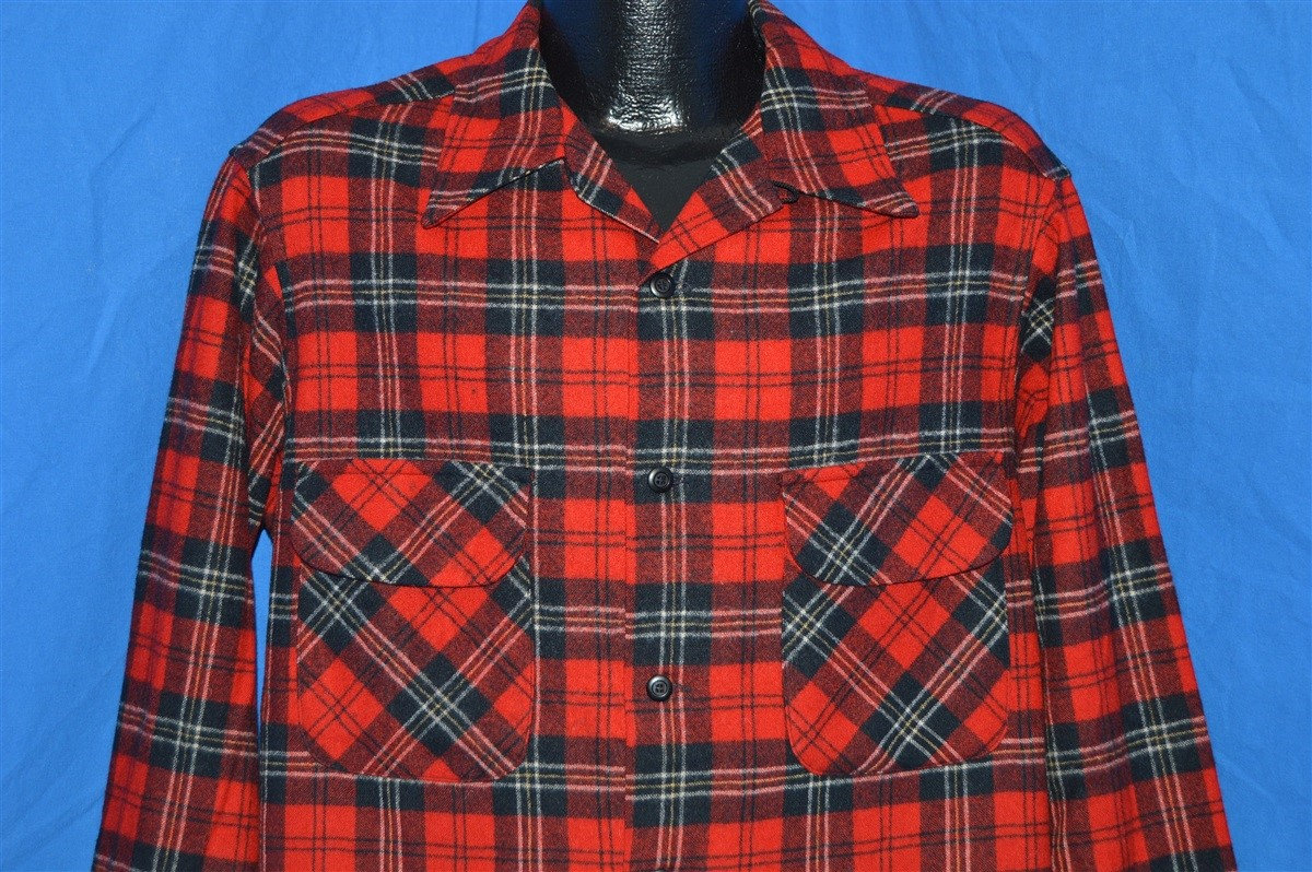 70Er Jahre Pendleton Kariertes Button Down Wollhemd Large von thecaptainsvintage