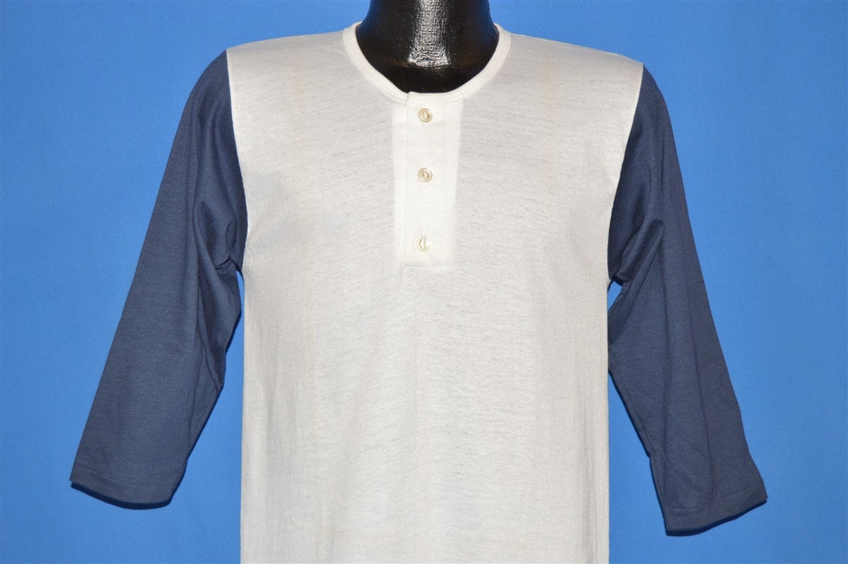 70Er Jahre Rohling Russel Athletic Minimalist Basic Deadstock Henley T-Shirt S von thecaptainsvintage