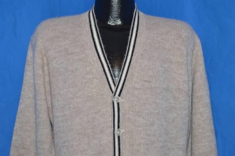 70Er Jahre Vintage Cardigan Pullover Beige Gestreift von thecaptainsvintage