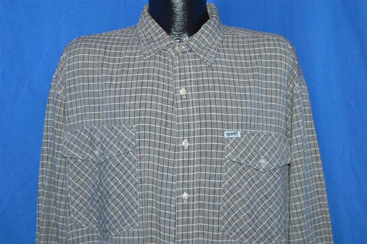 80Er Grau Weiß Kariertes Button Down Shirt Large 80Er Grau Weiß Kariertes Button Down Shirt Large von thecaptainsvintage