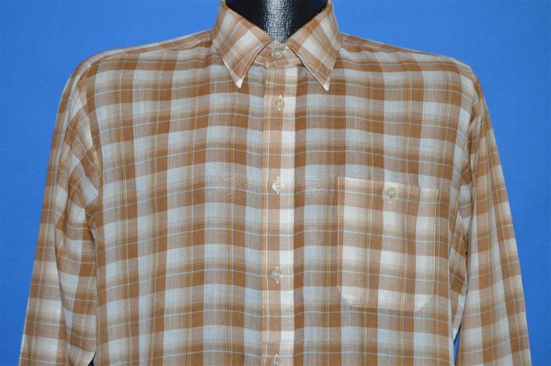 80Er Jahre Bamberger's Braun Weiß Kariertes Button Down Shirt Large 80Er Jahre Bamberger's Braun Weiß Kariertes Button Down Shirt Large von thecaptainsvintage