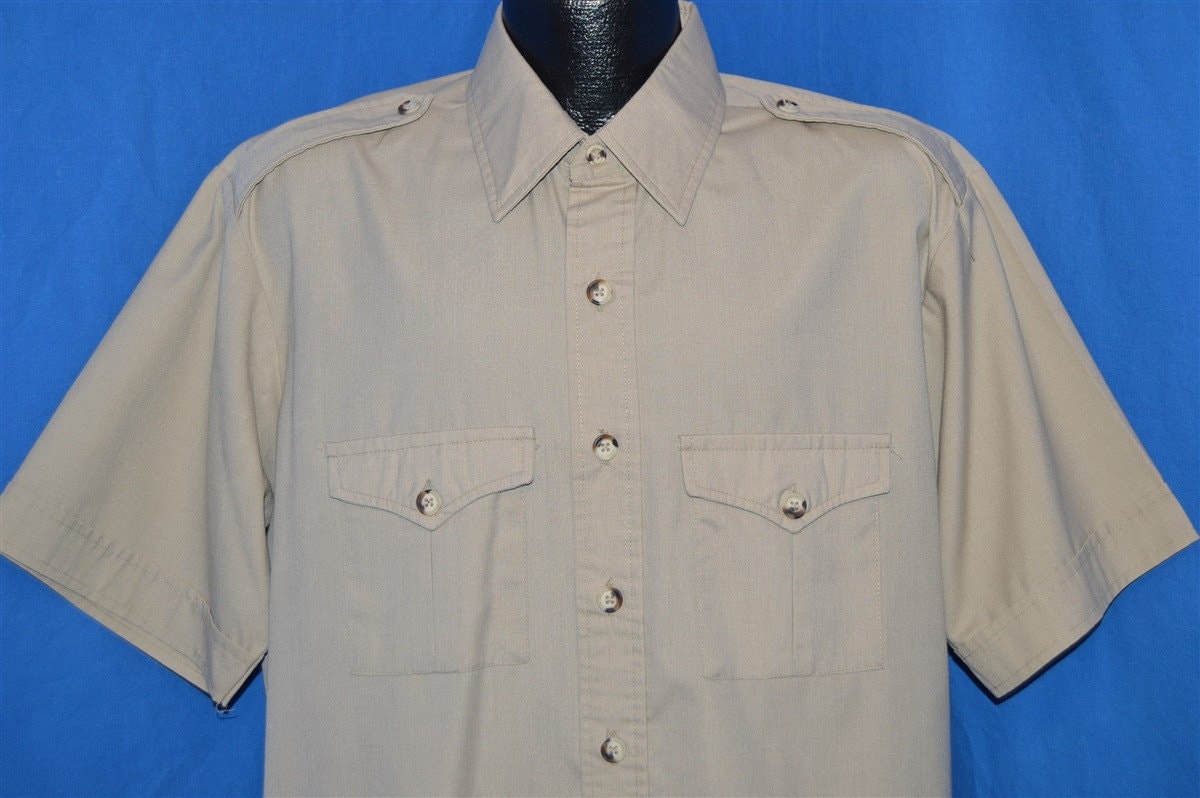 80Er Jahre Beige Button Down Hemd 80Er Jahre Beige Button Down Hemd von thecaptainsvintage
