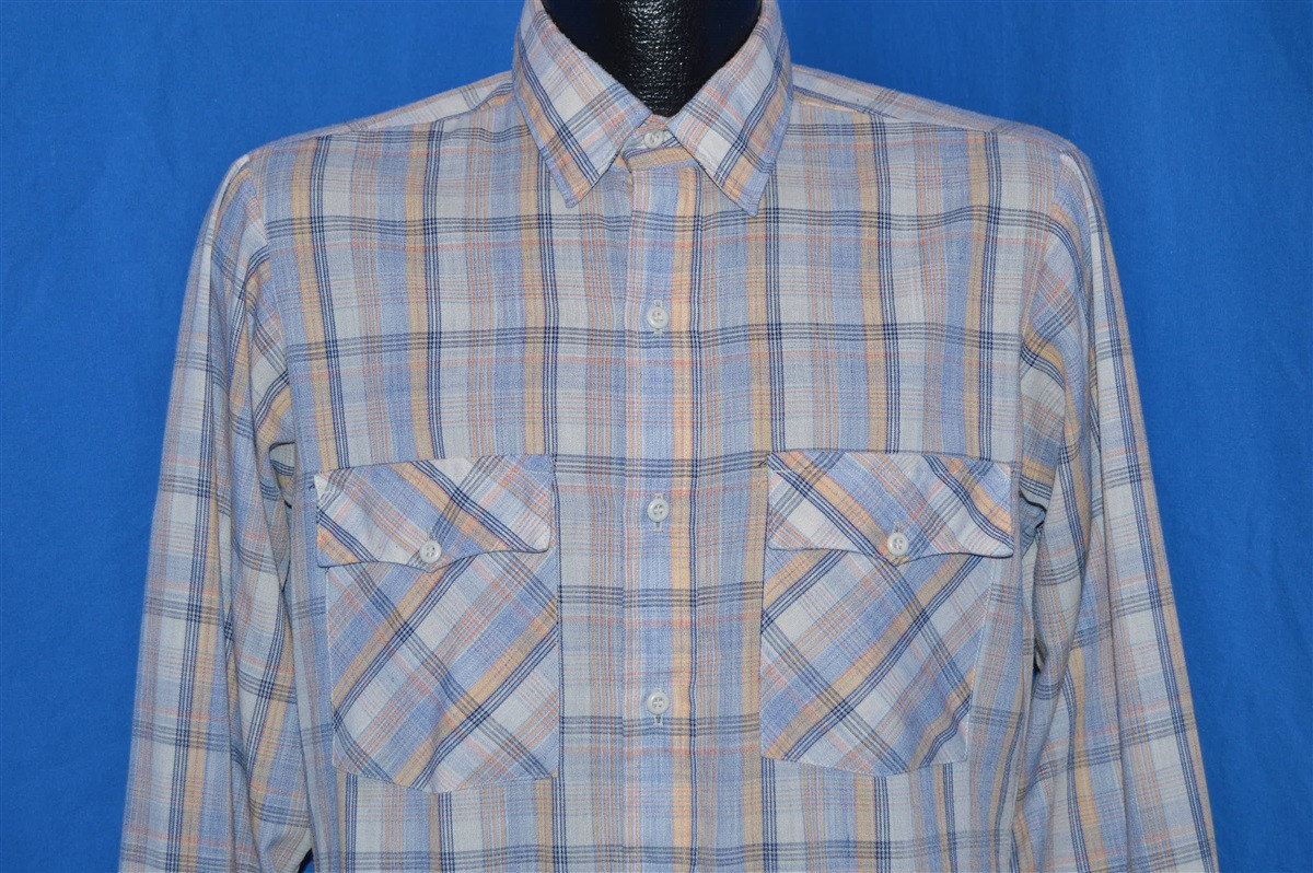 80Er Jahre Blau Tan Braun Kariertes Button-Down Hemd 80Er Jahre Blau Tan Braun Kariertes Button-Down Hemd von thecaptainsvintage