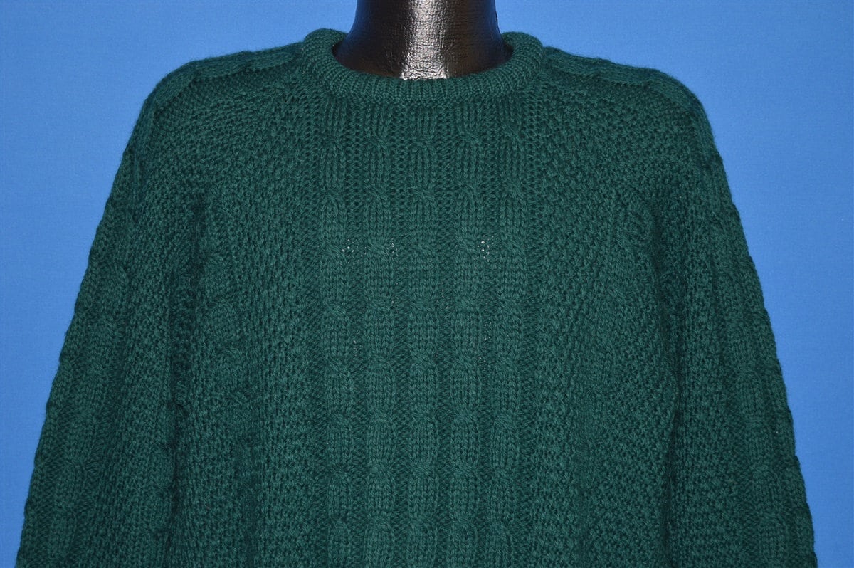 80Er Jahre Carraig Donn Grüner Aran Sweater Large von thecaptainsvintage