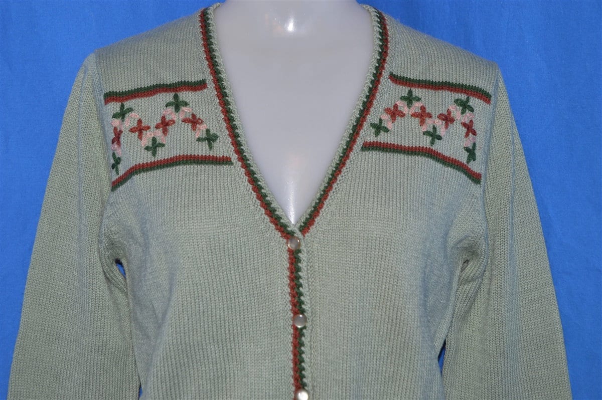 80Er Jahre Grün Geblümte Vintage Strickjacke Damen Medium 80Er Jahre Grün Geblümte Vintage Strickjacke Damen Medium von thecaptainsvintage